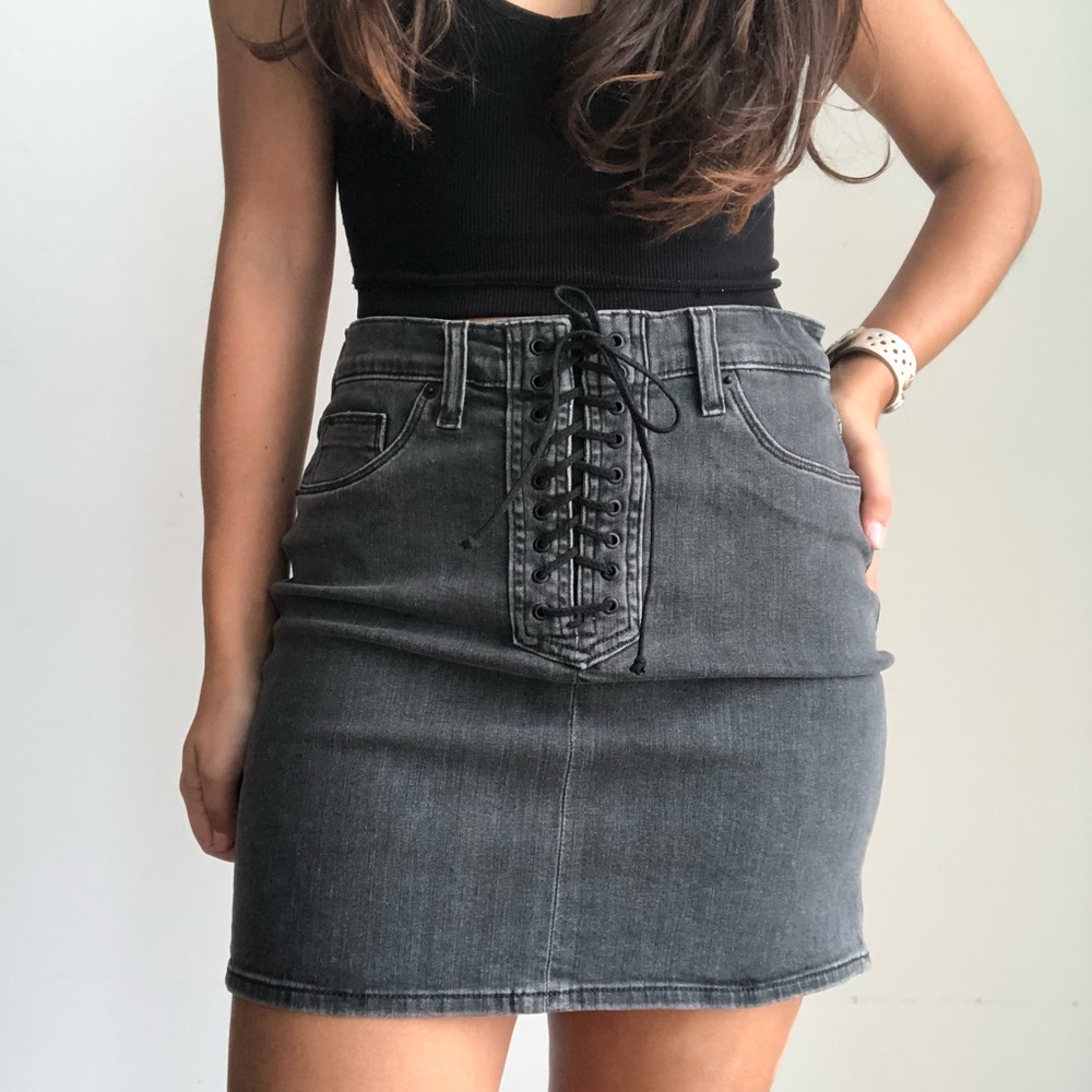 NWT Hudson Jeans Bullocks High Rise Lace-Up Skirt - Picture 3 of 8